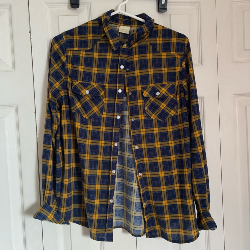 Passport Yellow and Blue Plaid Women's Shirt